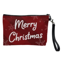 Cosmetic Bag, Merry Christmas Red Tartan Plaid Print By The Girl Next Draw