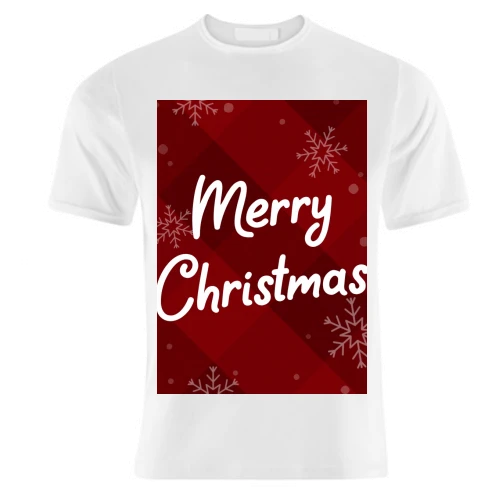 T-shirts, Merry Christmas Red Tartan Plaid Print By The Girl Next Draw 1 T-shirts, Merry Christmas Red Tartan Plaid Print By The Girl Next Draw