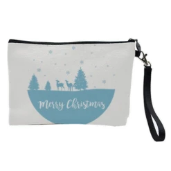 Cosmetic Bag, Merry Christmas Reindeer (white) By Cheryl Boland