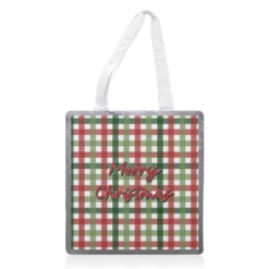 Tote Bags, Merry Christmas Tartan By The Girl Next Draw
