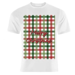 T-shirts, Merry Christmas Tartan By The Girl Next Draw