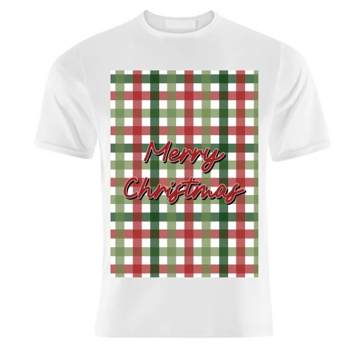 T-shirts, Merry Christmas Tartan By The Girl Next Draw 1 T-shirts, Merry Christmas Tartan By The Girl Next Draw