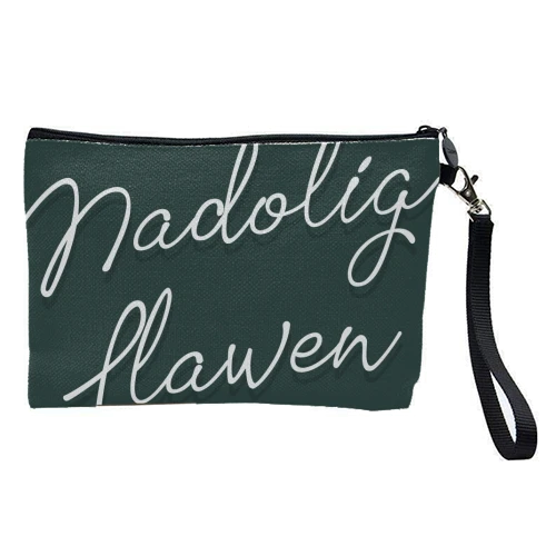 Cosmetic Bag, Nadolig Llawen Merry Christmas Welsh Print By The Girl Next Draw 1 Cosmetic Bag, Nadolig Llawen Merry Christmas Welsh Print By The Girl Next Draw