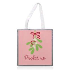 Tote Bags, Pucker Up Mistletoe Christmas By The Girl Next Draw