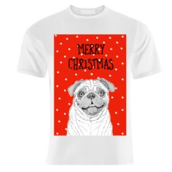 T-shirts, Pug Christmas Greeting By Adam Regester