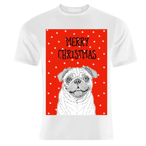 T-shirts, Pug Christmas Greeting By Adam Regester 1 T-shirts, Pug Christmas Greeting By Adam Regester