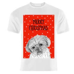 T-shirts, Shih Tzu Dog Christmas Greeting By Adam Regester