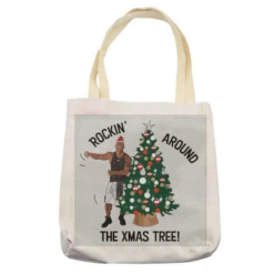 Christmas Store -Christmas Store the rock rockin around the christmas tree collection printed tote bag by catherine critchley totebaglinen 630279ad769261.80880129