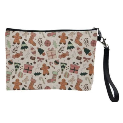 Cosmetic Bag, Warm Toned Christmas Pattern By The Girl Next Draw