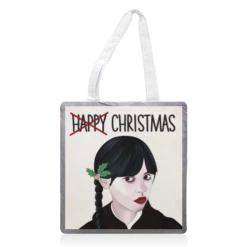 Tote Bags, Wednesday Addams Fan Art - Christmas Special By Lisa Wardle