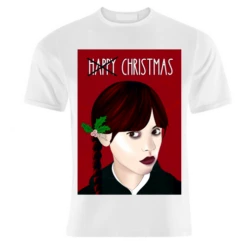 T-shirts, Wednesday Addams Themed Artwork - Christmas Exclusive - Fan Art - Addams Family By Lisa Wardle