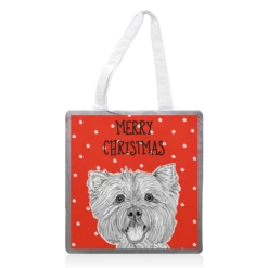 Tote Bags, West Highland Terrier Christmas Greeting By Adam Regester