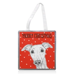 Tote Bags, Whippet Christmas Greeting By Adam Regester
